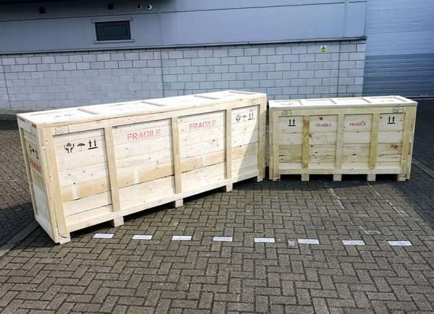 Two timber wooden packing crates
